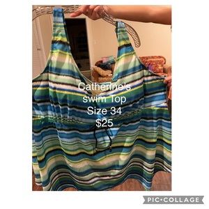 Swimsuit top and black skort. Priced separately.